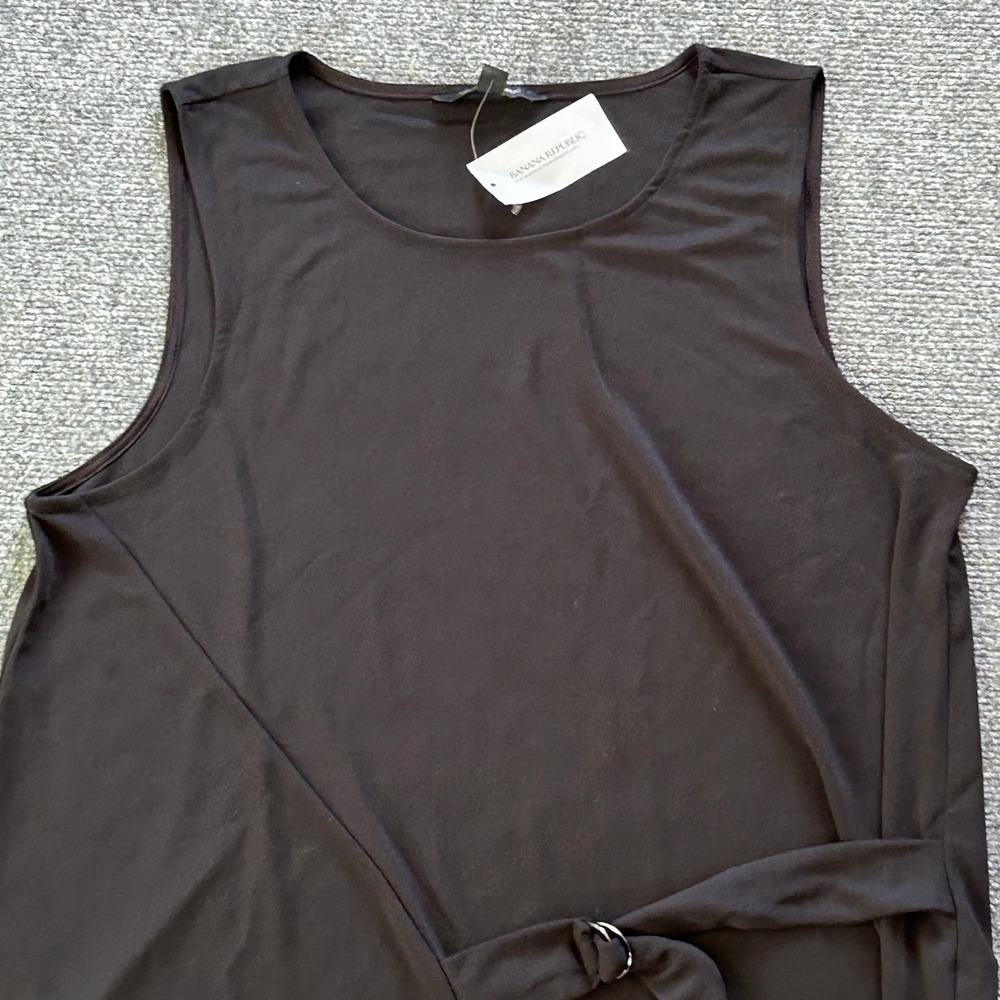 Banana Republic Tank Top Womens Large Black Side Tie Sleeveless Jersey Relaxed - Picture 3 of 9